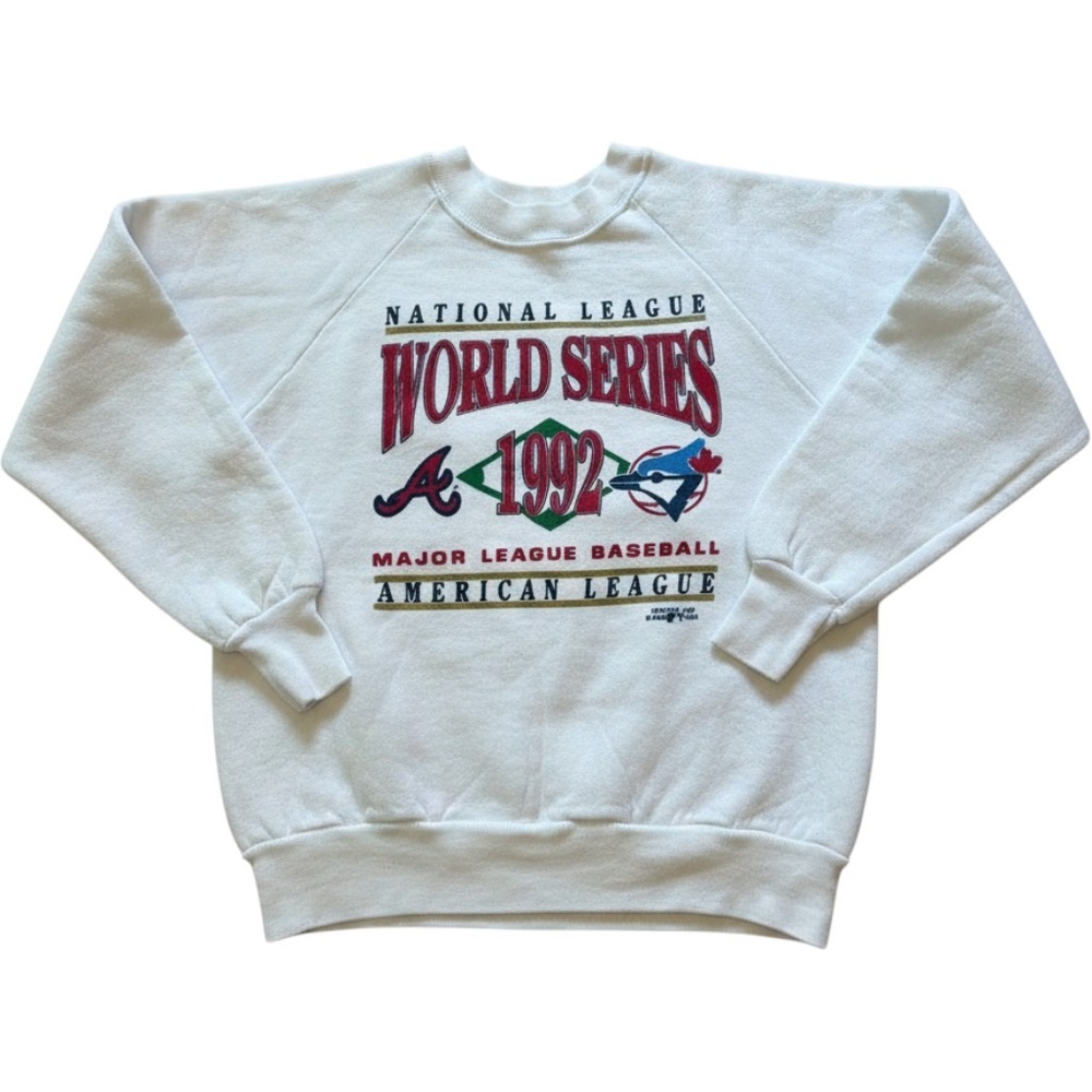Vintage 1992 World Series Sweatshirt Kids 14-16 Atlanta Braves Toronto Blue Jays